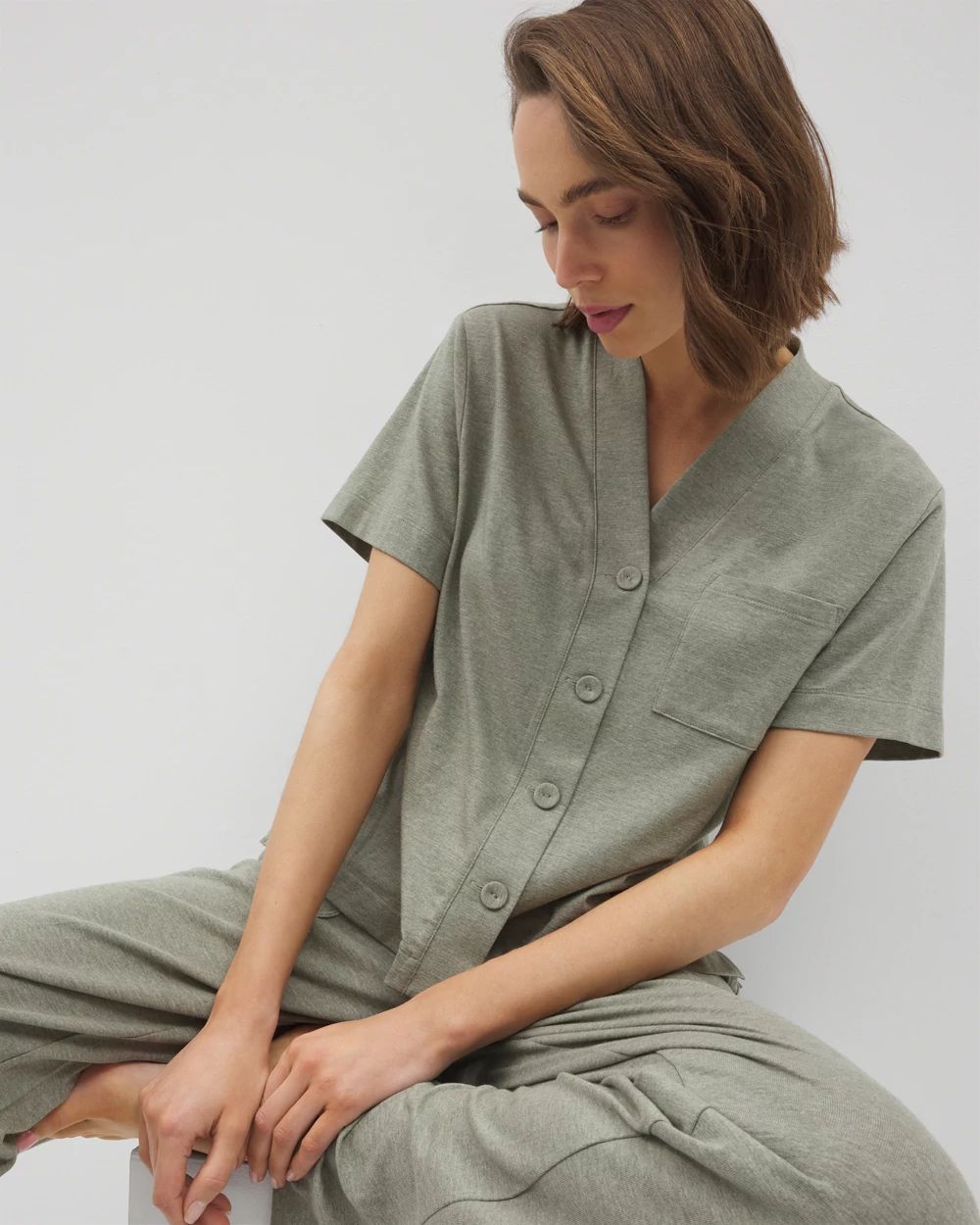 Most Loved Cotton Button-Front Pajama Tee