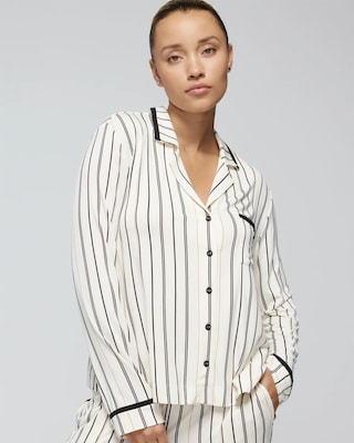 Long-Sleeve Notch Collar Pajama Top