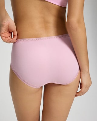 Cotton High-Leg Brief Panty with Lace Trim click to view larger image.