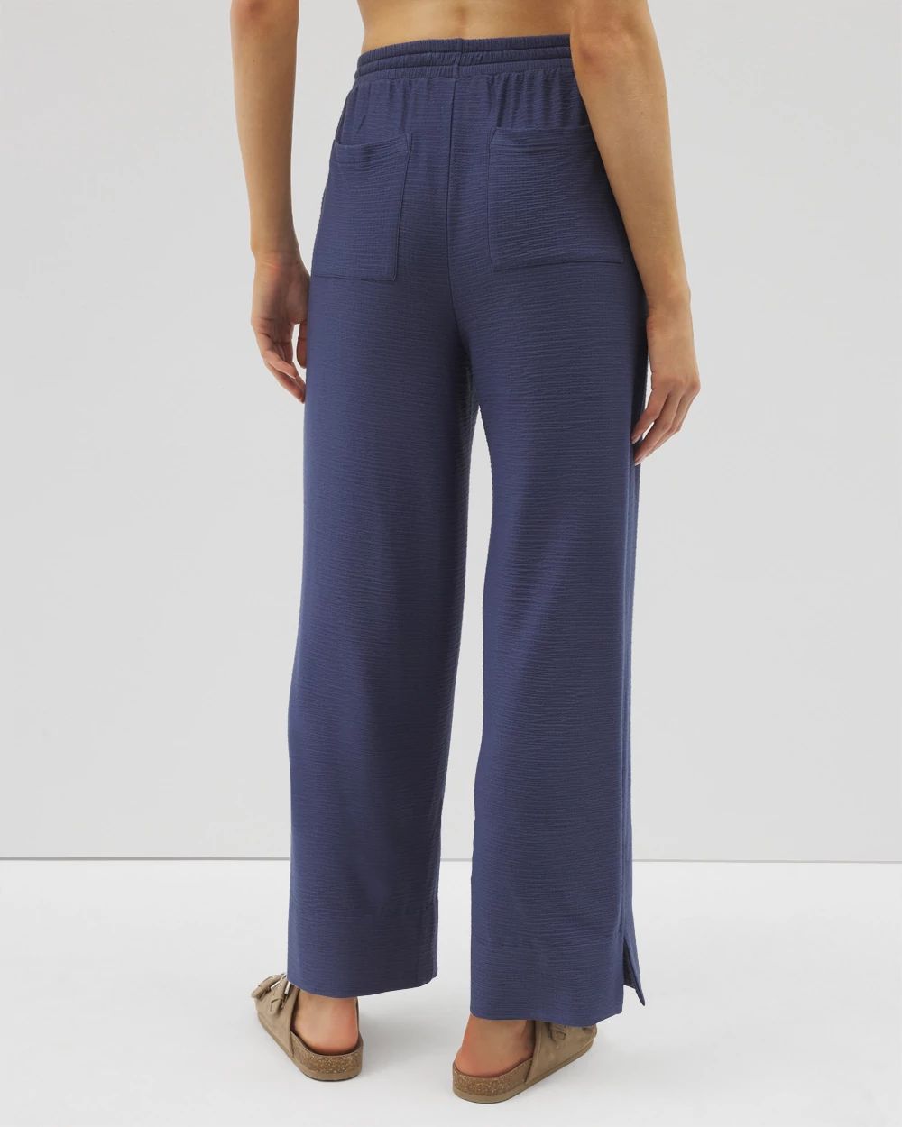 Crinkle Knit Wide Leg Pant