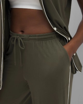 Solid Piped Crop Pajama Pant click to view larger image.