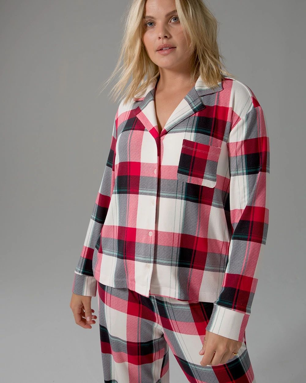 Long Sleeve Notch Collar Pajama Top