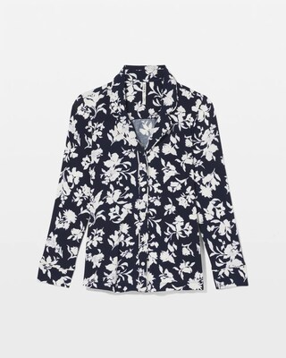 Long-Sleeve Printed Notch Collar Pajama Top click to view larger image.