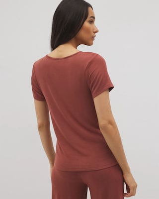 Lightweight Rib Knit Short Sleeve Pajama Tee click to view larger image.