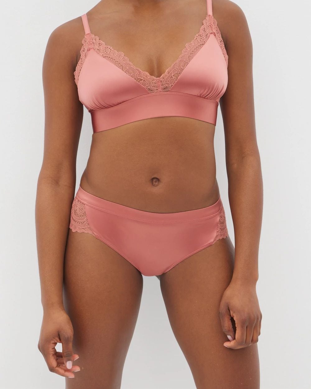 Stretch Luster Cheeky Panty with Lace