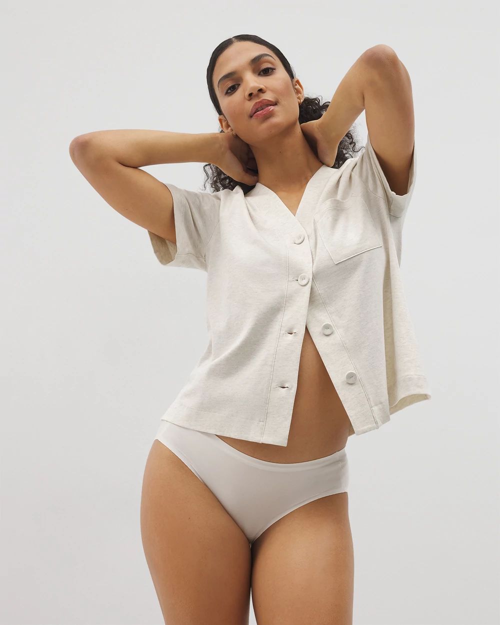 Most Loved Cotton Button-Front Pajama Tee