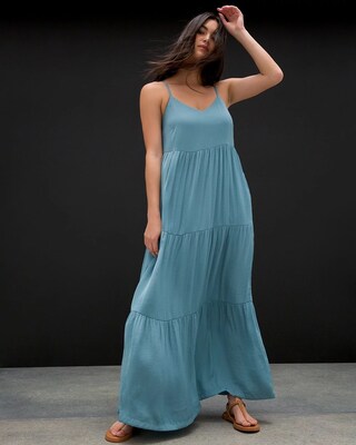 Tiered Satin Maxi Bra Dress