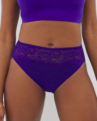 Edge Cotton Blend High-Leg Panty with Lace