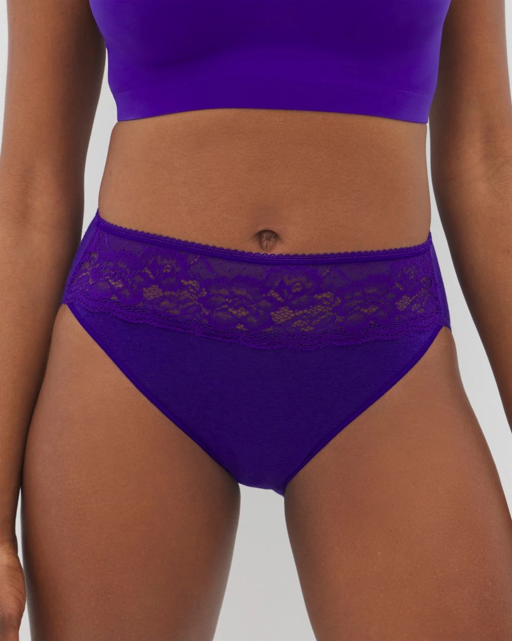 Edge Cotton Blend High-Leg Panty with Lace