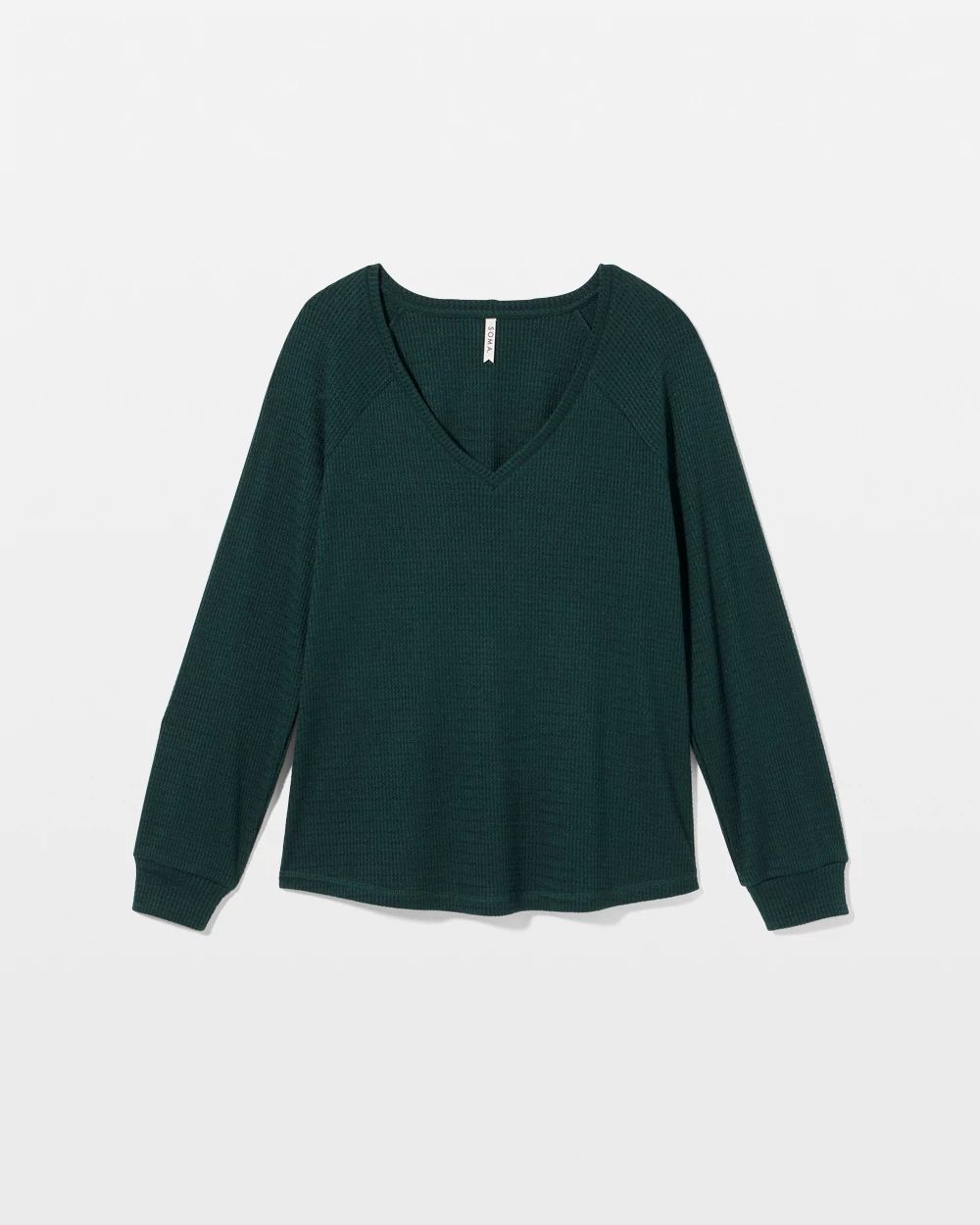 Cozy Waffle Long Sleeve V-Neck Pajama Top