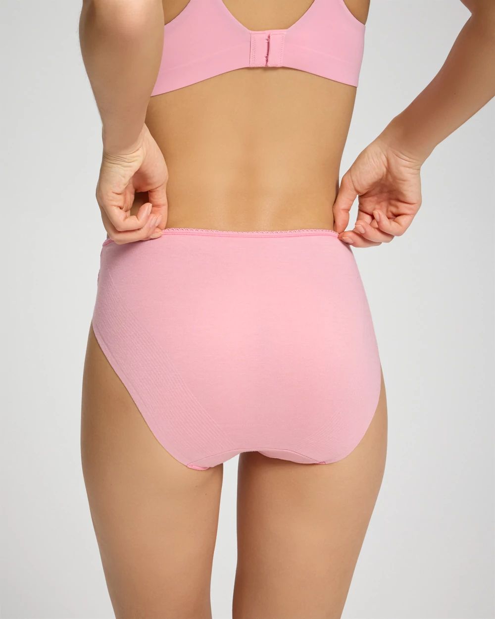 Cotton Blend High-Leg Panty with Lace click to view larger image.