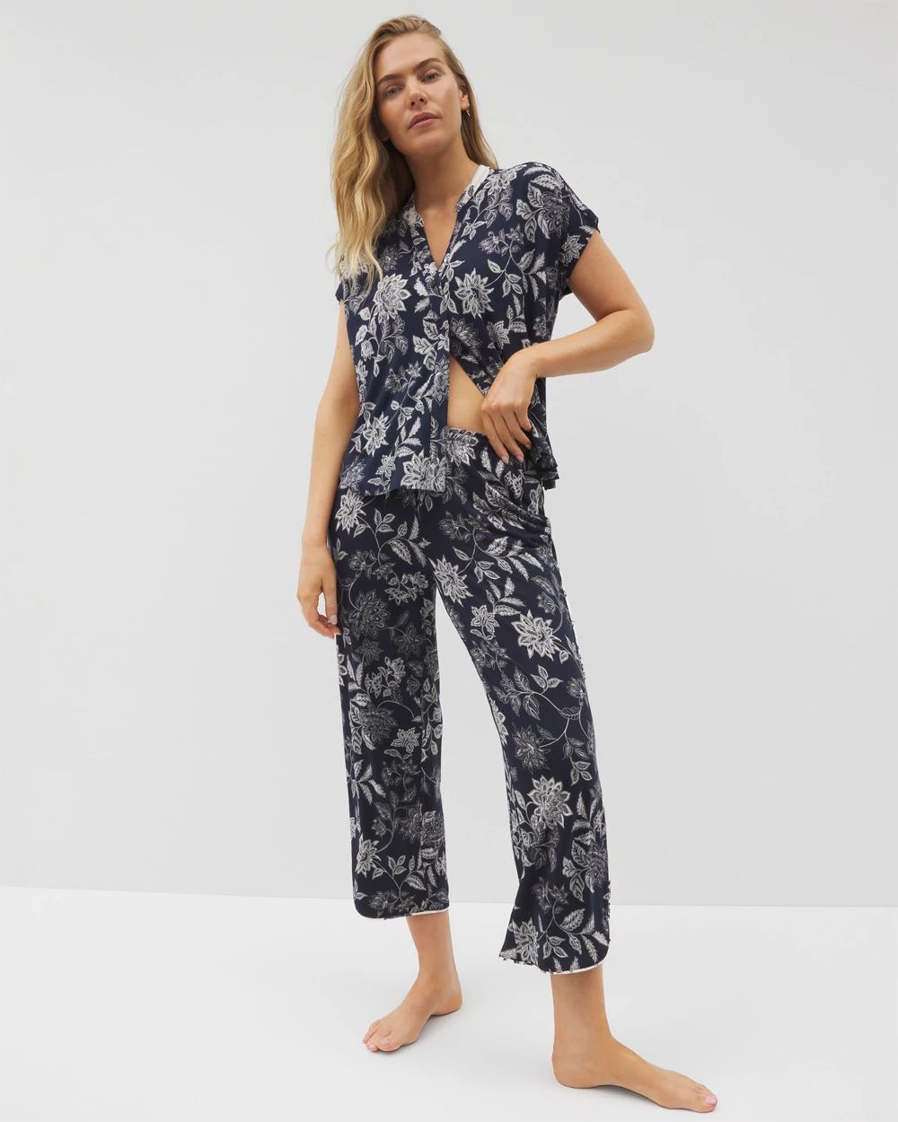 Cool Nights Piped Crop Pajama Pants