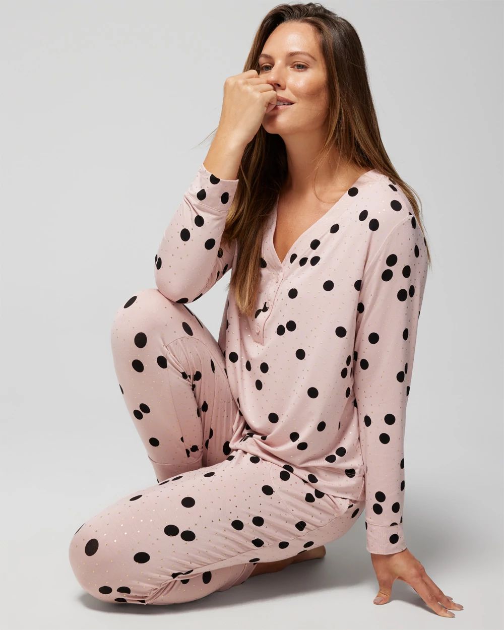 Long-Sleeve Henley Pajama Top click to view larger image.