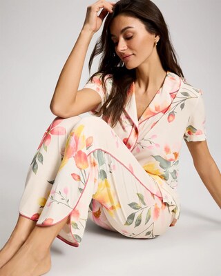 Piped Crop Pajama Pants click to view larger image.