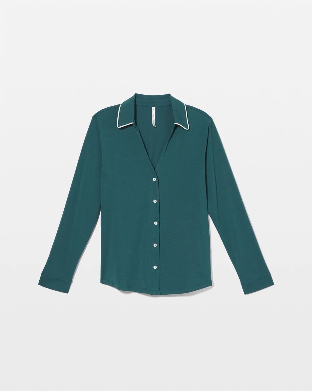 Long-Sleeve Notch Collar Pajama Top