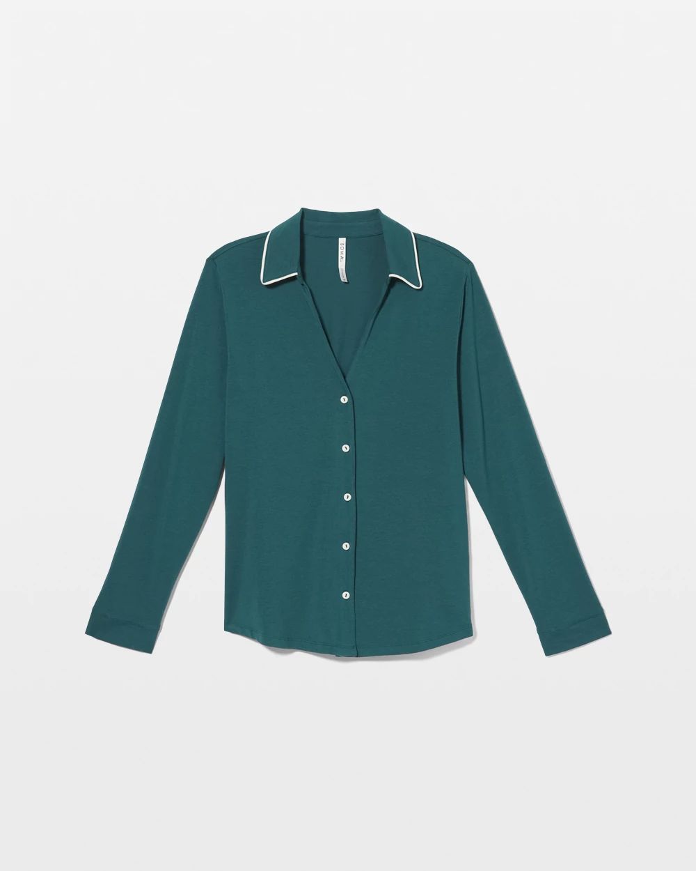 Long-Sleeve Notch Collar Pajama Top click to view larger image.