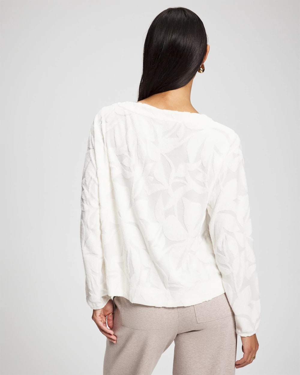 Jacquard Terry V-Neck Sweatshirt