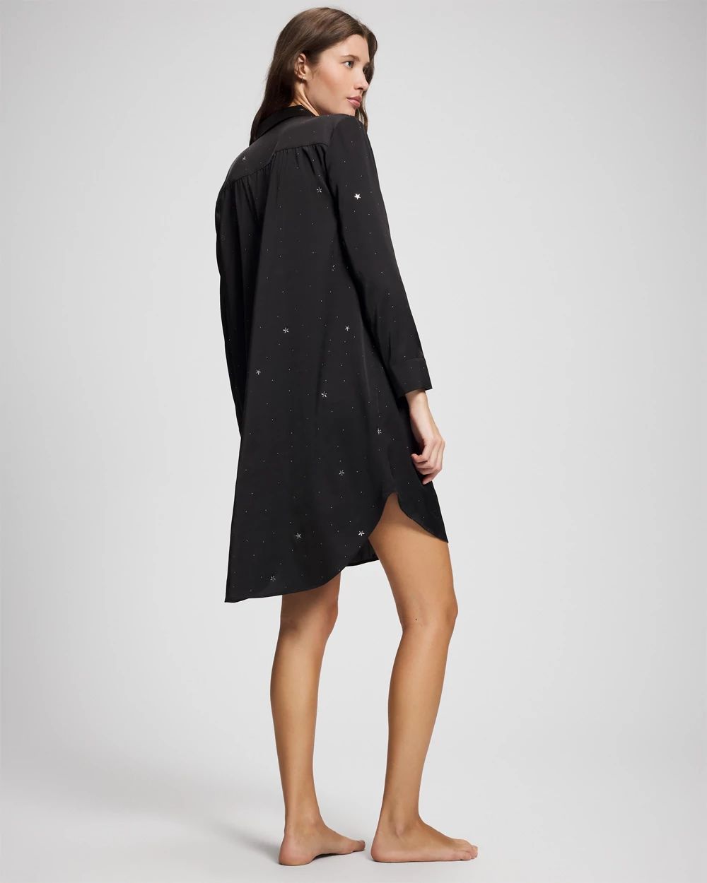 Satin Long-Sleeve Sleep Shirt