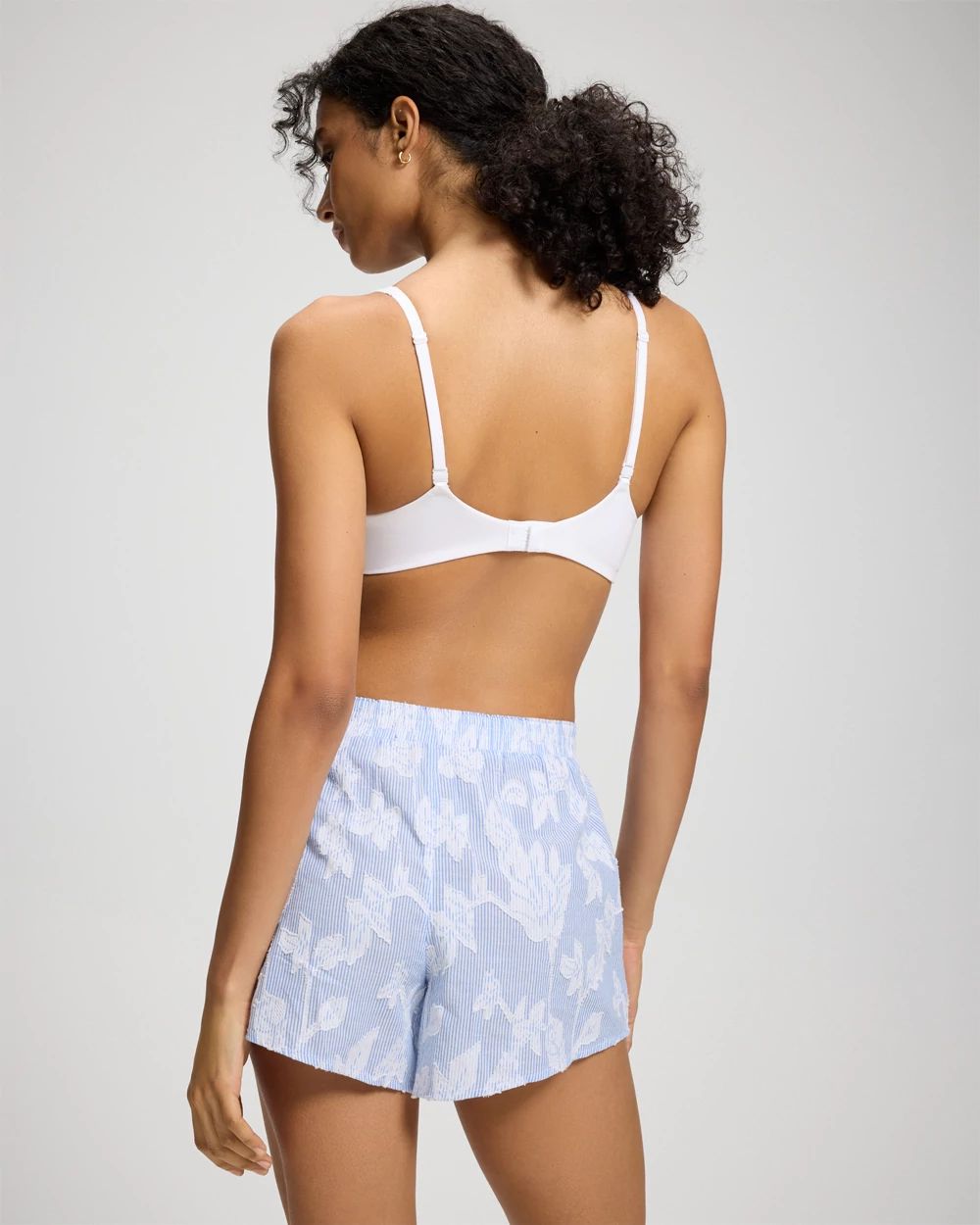 Cotton Striped Jacquard Pajama Shorts click to view larger image.