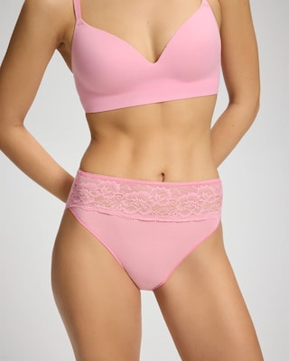 Cotton Blend High-Leg Panty with Lace