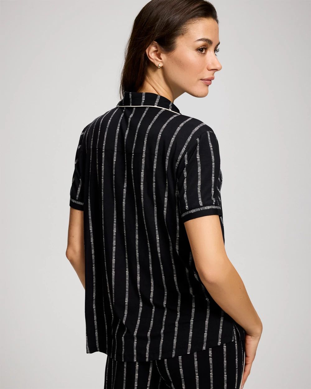 Short Sleeve Notch Collar Pajama Top click to view larger image.