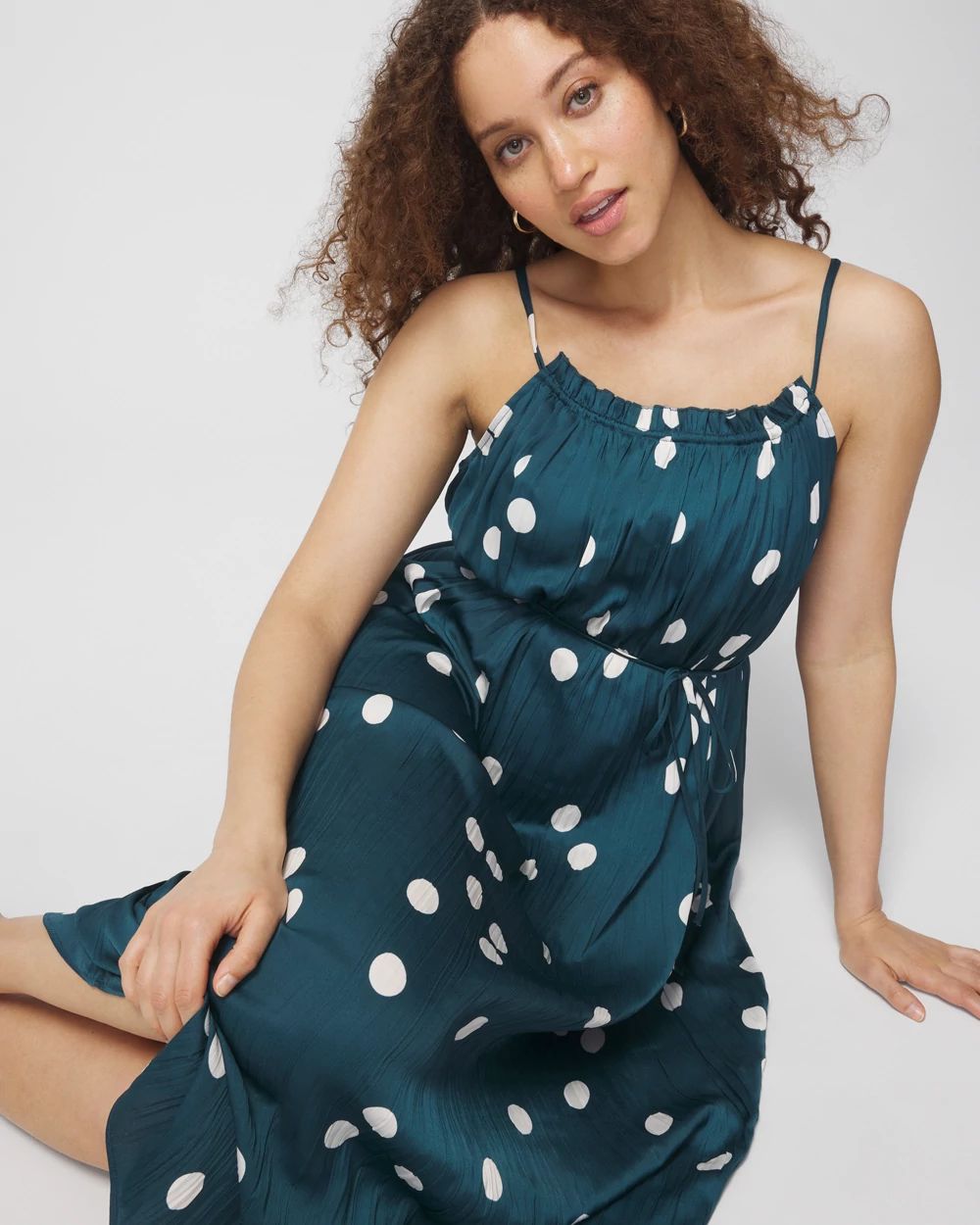 Pleated Tie Midi Bra Dress click to view larger image.