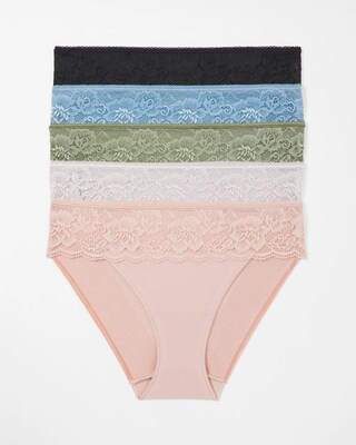 Cotton Blend Hipster Panty with Lace 5 Pack