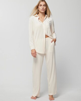 bed Long-Sleeve Notch Collar Pajama Top
