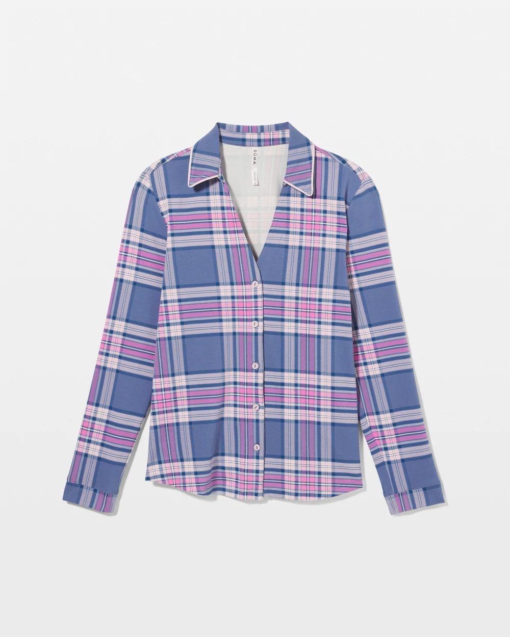 Long-Sleeve Notch Collar Pajama Top click to view larger image.