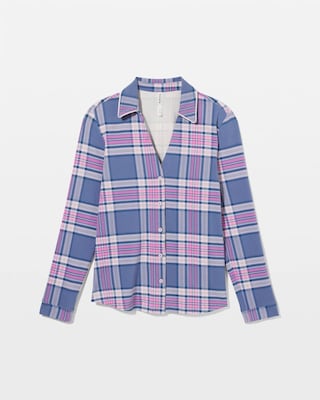 Long-Sleeve Notch Collar Pajama Top click to view larger image.