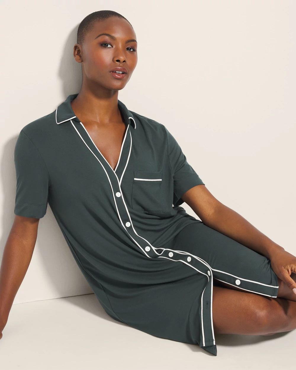 Cool Nights Button-Front Sleepshirt