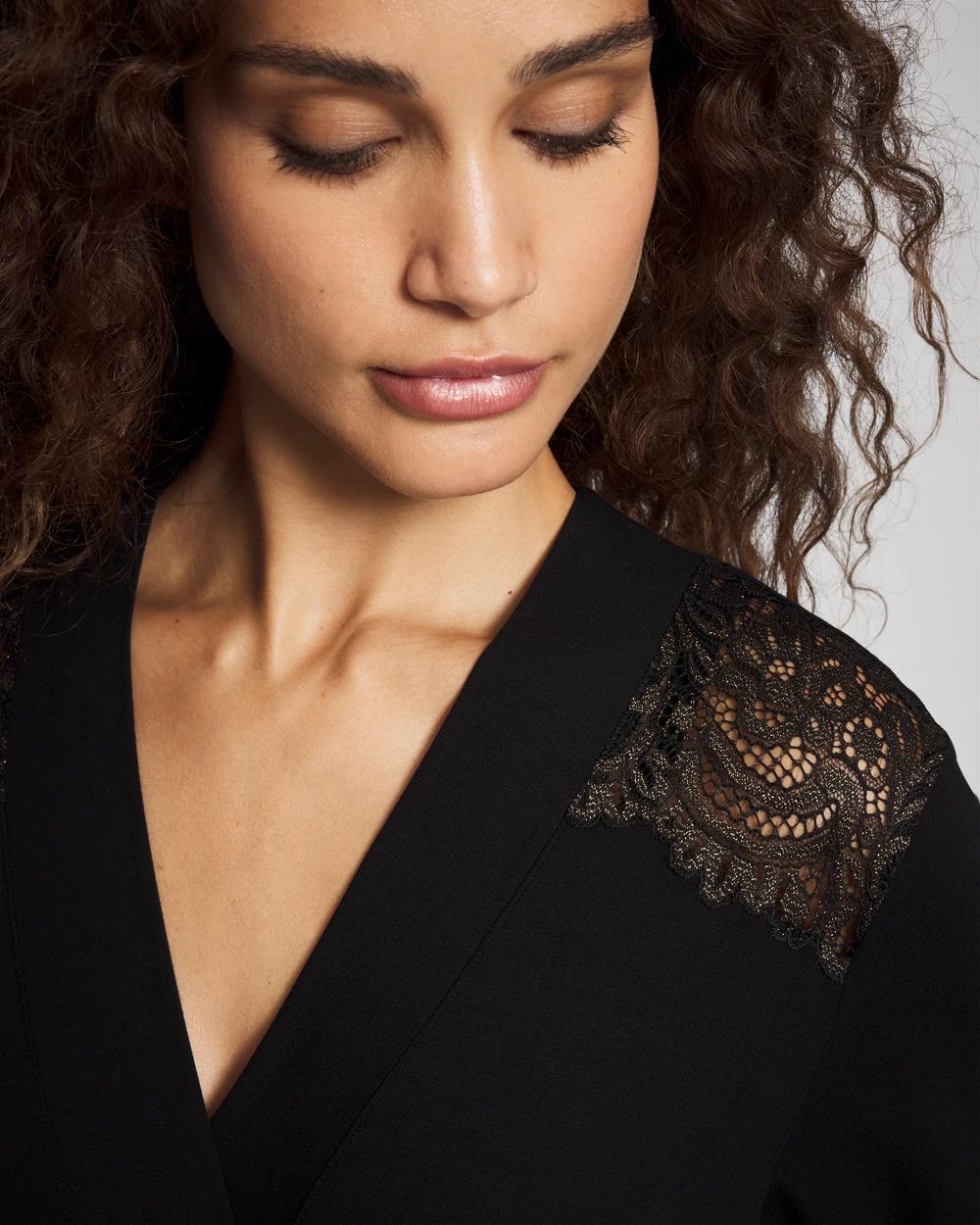 Cool Nights Long Robe with Lace