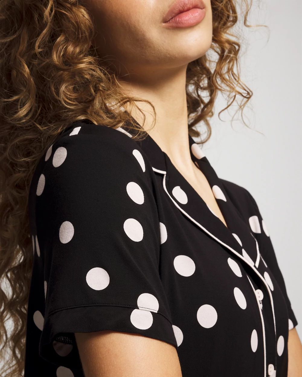 Short Sleeve Notch Collar Pajama Top click to view larger image.