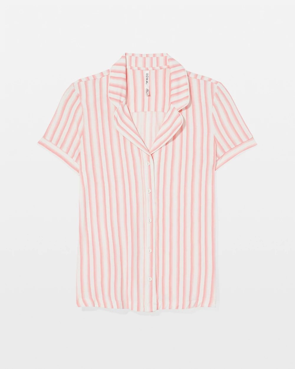 Piped Short Sleeve Notch Collar Pajama Top click to view larger image.