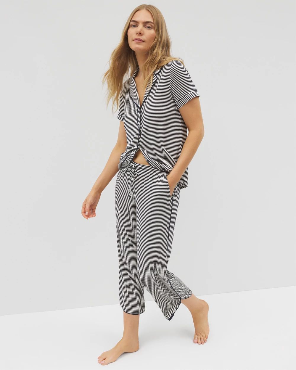 Cool Nights Piped Crop Pajama Pants