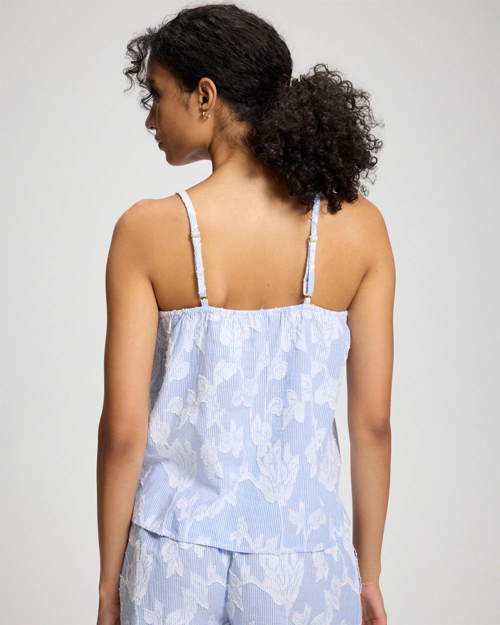 Cotton Striped Jacquard Pajama Cami click to view larger image.