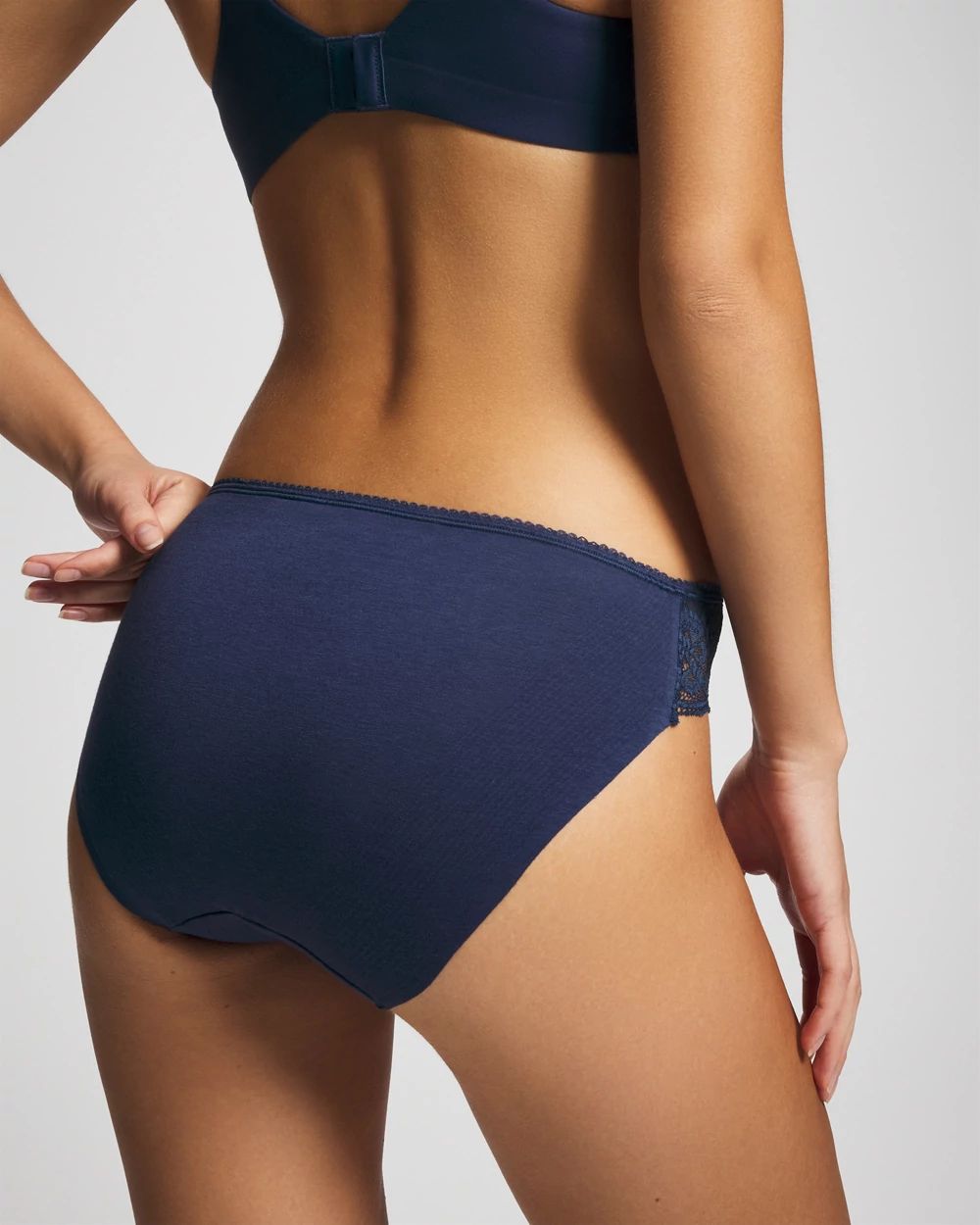Cotton Blend Hipster Panty with Lace click to view larger image.