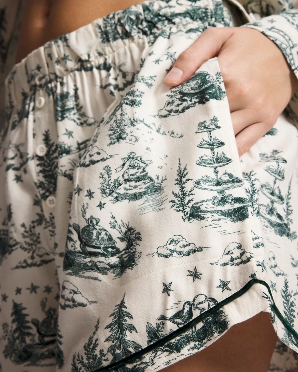 Flannel Velvet Piped Boxer Pajama Short