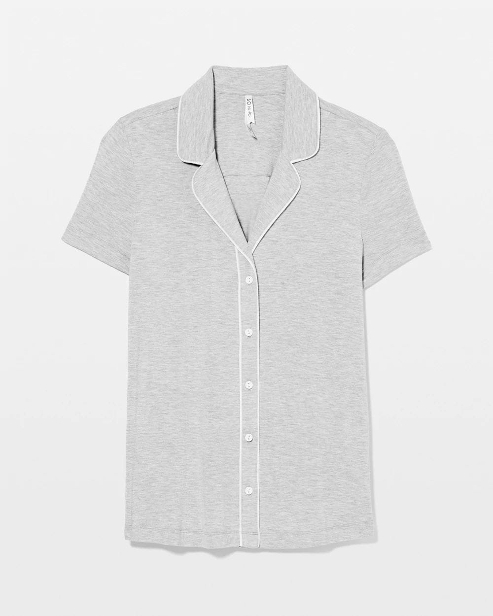 Cool Nights Solid Short Sleeve Notch Collar Pajama Top