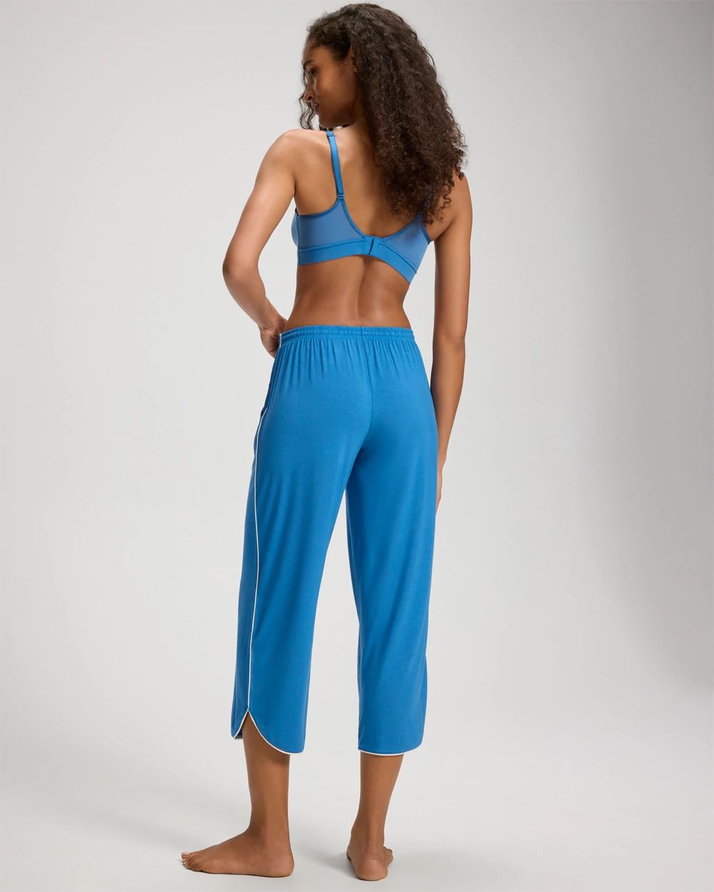 Solid Piped Crop Pajama Pant click to view larger image.