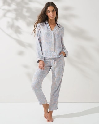 Notch-Collar Pajama Set
