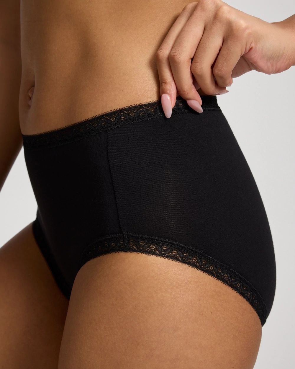 Cotton Brief Panty with Lace Trim click to view larger image.