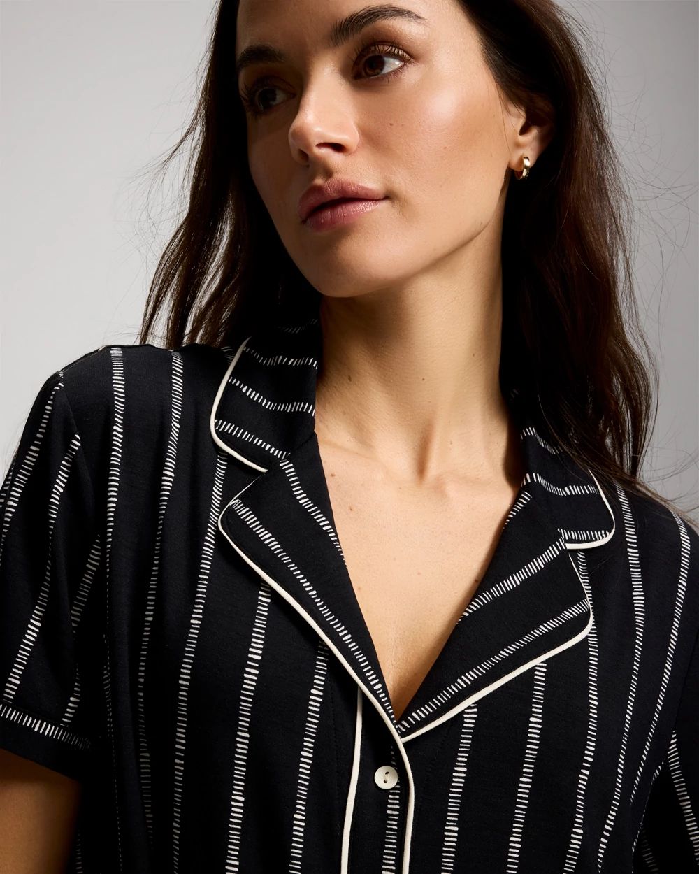 Cool Nights Short Sleeve Notch Collar Pajama Top