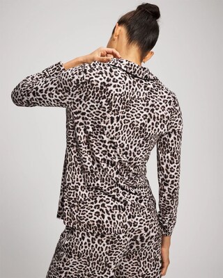 Long-Sleeve Printed Notch Collar Pajama Top click to view larger image.