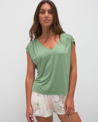 Rouched Short-Sleeve Pajama Tee