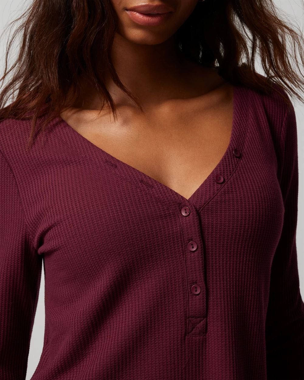 Cozy Waffle Long-Sleeve Pajama Top