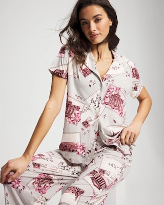 Short Sleeve Notch Collar Pajama Top click to view larger image.