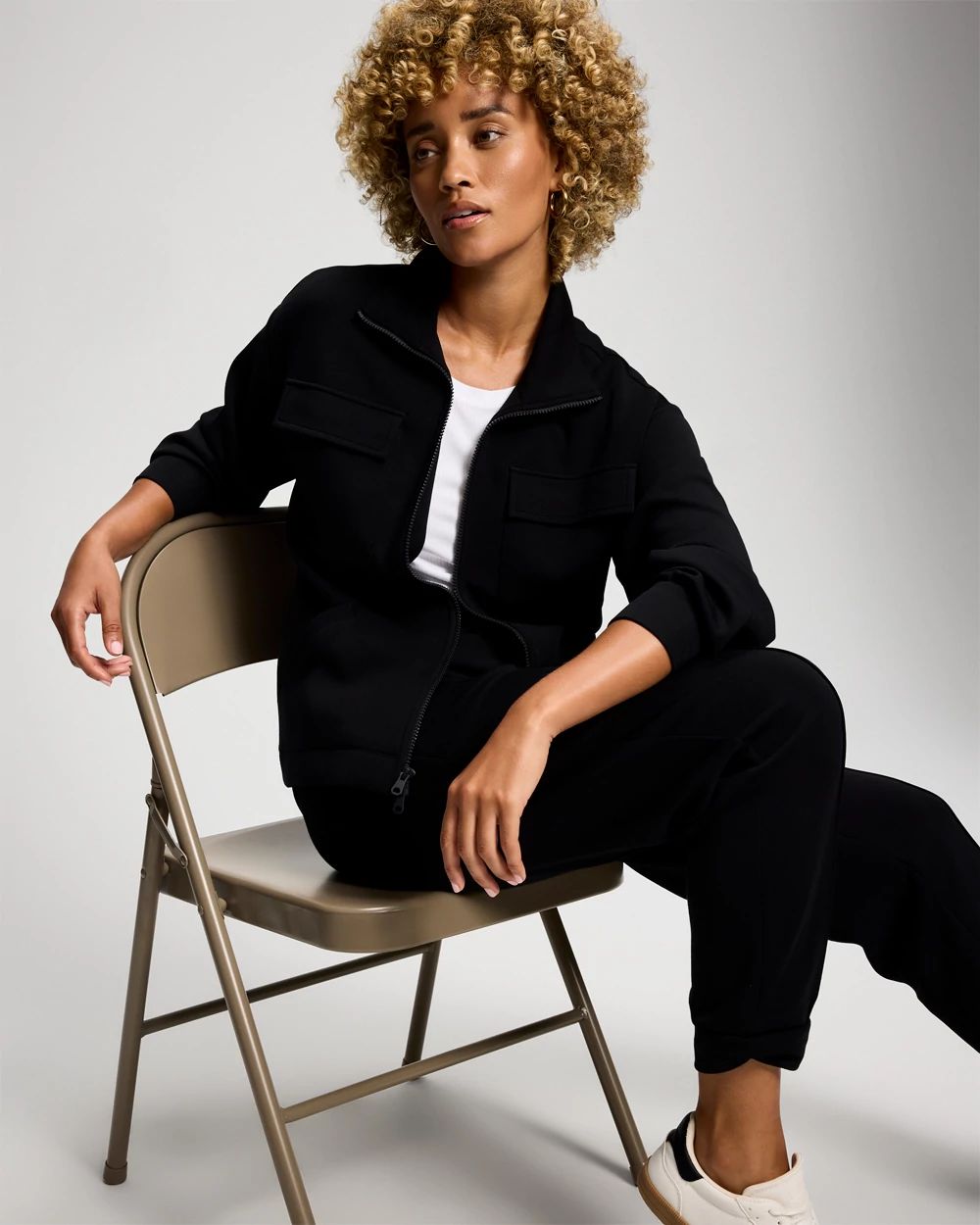 Modern Modal Funnel Neck Cinch Jacket click to view larger image.