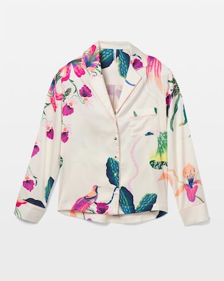 Long-Sleeve Notch Collar Pajama Top click to view larger image.