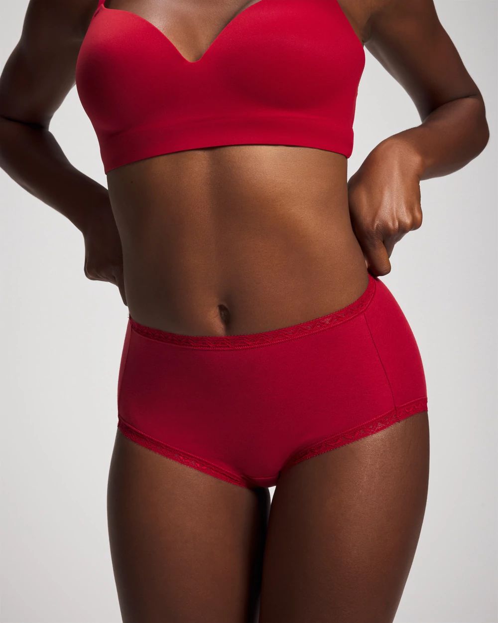 Cotton Brief Panty with Lace Trim